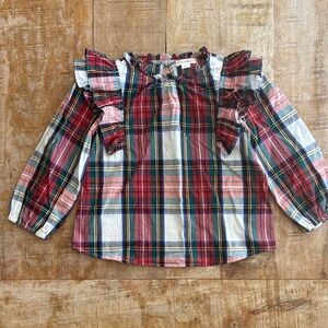 Crewcuts Holiday Plaid Ruffle Blouse size 6